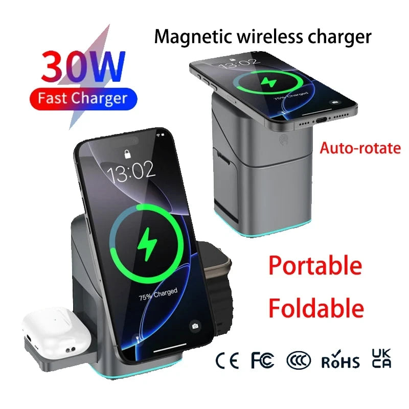 Rotational 3-in-1 Magnetic Charging Stand